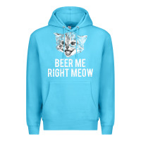 Ocean Blue beer me right meow Premium Hoodie - linhVisuals