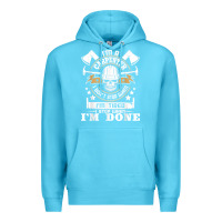 Ocean Blue i'm a carpenter i don't stop   funny carpentry woodworking t shirt Premium Hoodie - linhVisuals