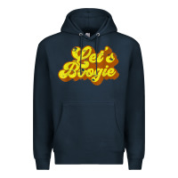 Navy lets boogie shirt vintage dancing 1980s disco themed party t shirt Premium Hoodie - linhVisuals