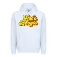 White lets boogie shirt vintage dancing 1980s disco themed party t shirt Premium Hoodie - linhVisuals