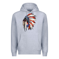 Heather Grey 4th of July Indian Headdress Gypsy Spirit Skull Premium Hoodie - Jasminsmagicworld