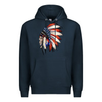 Navy 4th of July Indian Headdress Gypsy Spirit Skull Premium Hoodie - Jasminsmagicworld