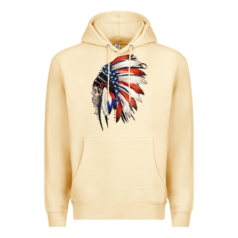 4th Of July Indian Headdress Gypsy Spirit Skull Premium Hoodie by Jasminsmagicworld | Teevron