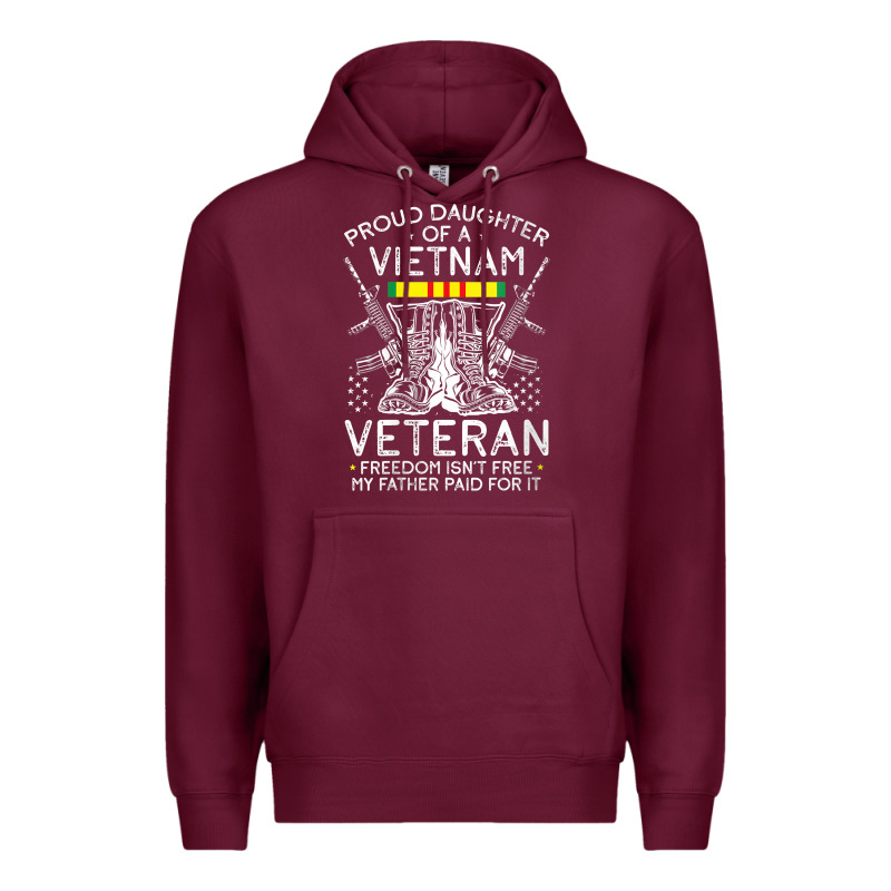 Womens Proud Daughter Of A Vietnam Veteran Freedom Isn't Free V Neck T Premium Hoodie by linhVisuals | Teevron