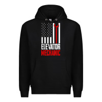 Black elevator mechanic american flag gift for elevator technician t shirt Premium Hoodie - linhVisuals