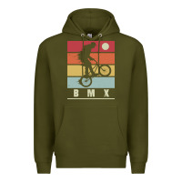 Army Green bmx vintage bike fans kids gift boys bmx pullover hoodie Premium Hoodie - linhVisuals