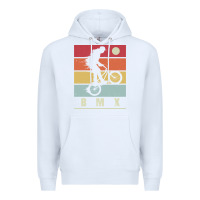 White bmx vintage bike fans kids gift boys bmx pullover hoodie Premium Hoodie - linhVisuals