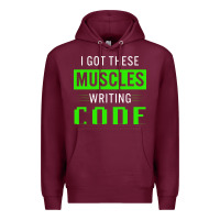Burgundy funny programmer writing code muscles meme for computer geek Premium Hoodie - linhVisuals