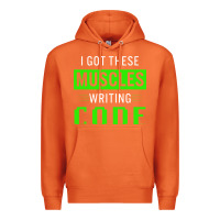 Carrot funny programmer writing code muscles meme for computer geek Premium Hoodie - linhVisuals