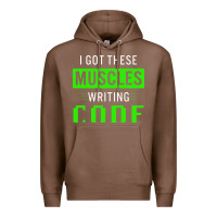 Chestnut funny programmer writing code muscles meme for computer geek Premium Hoodie - linhVisuals