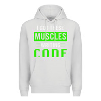 Dove Grey funny programmer writing code muscles meme for computer geek Premium Hoodie - linhVisuals