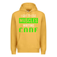 Mustard funny programmer writing code muscles meme for computer geek Premium Hoodie - linhVisuals