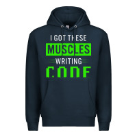 Navy funny programmer writing code muscles meme for computer geek Premium Hoodie - linhVisuals