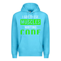 Funny Programmer Writing Code Muscles Meme For Computer Geek Premium Hoodie | Teevron