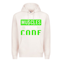 Pale Pink funny programmer writing code muscles meme for computer geek Premium Hoodie - linhVisuals