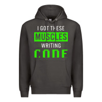Smoke funny programmer writing code muscles meme for computer geek Premium Hoodie - linhVisuals