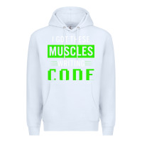 White funny programmer writing code muscles meme for computer geek Premium Hoodie - linhVisuals