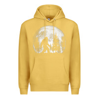 Antique Gold bigfoot in the forest hiding at night full moon trees nature t shirt Premium Hoodie - linhVisuals