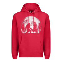 Cardinal bigfoot in the forest hiding at night full moon trees nature t shirt Premium Hoodie - linhVisuals