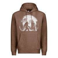 Chestnut bigfoot in the forest hiding at night full moon trees nature t shirt Premium Hoodie - linhVisuals