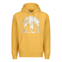 Mustard bigfoot in the forest hiding at night full moon trees nature t shirt Premium Hoodie - linhVisuals