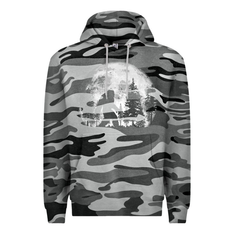 Bigfoot In The Forest Hiding At Night Full Moon Trees Nature T Shirt Premium Hoodie by linhVisuals | Teevron
