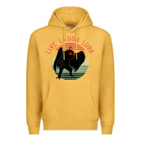 Mustard mothman live laugh lurk Premium Hoodie - linhVisuals