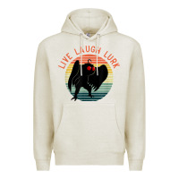Oatmeal Heather mothman live laugh lurk Premium Hoodie - linhVisuals