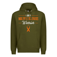 Army Green multiple sclerosis warrior autoimmune disease orange ribbon Premium Hoodie - linhVisuals