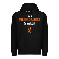 Black multiple sclerosis warrior autoimmune disease orange ribbon Premium Hoodie - linhVisuals
