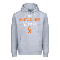 Heather Grey multiple sclerosis warrior autoimmune disease orange ribbon Premium Hoodie - linhVisuals