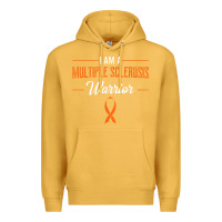 Mustard multiple sclerosis warrior autoimmune disease orange ribbon Premium Hoodie - linhVisuals