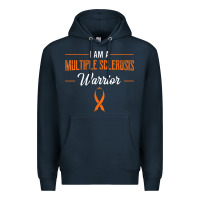 Navy multiple sclerosis warrior autoimmune disease orange ribbon Premium Hoodie - linhVisuals