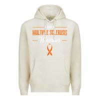 Oatmeal Heather multiple sclerosis warrior autoimmune disease orange ribbon Premium Hoodie - linhVisuals