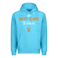 Ocean Blue multiple sclerosis warrior autoimmune disease orange ribbon Premium Hoodie - linhVisuals
