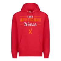 Red multiple sclerosis warrior autoimmune disease orange ribbon Premium Hoodie - linhVisuals