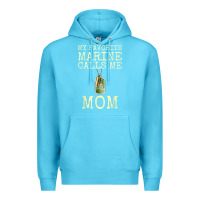 Ocean Blue my favorite marine calls me mom Premium Hoodie - linhVisuals