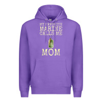 Purple my favorite marine calls me mom Premium Hoodie - linhVisuals