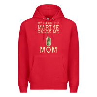 Red my favorite marine calls me mom Premium Hoodie - linhVisuals