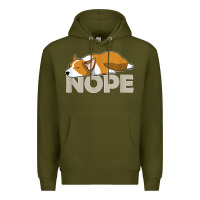 Army Green nope lazy corgi Premium Hoodie - linhVisuals