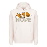 Pale Pink nope lazy corgi Premium Hoodie - linhVisuals