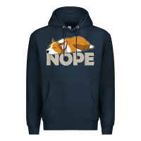 Navy nope lazy corgi Premium Hoodie - linhVisuals