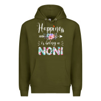 Army Green happiness is being a noni ever women floral decor Premium Hoodie - linhVisuals