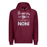 Burgundy happiness is being a noni ever women floral decor Premium Hoodie - linhVisuals