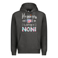 Charcoal Heather happiness is being a noni ever women floral decor Premium Hoodie - linhVisuals