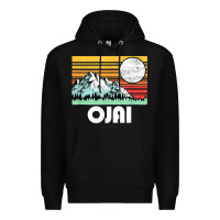 Black ojai california mountains & sun retro 80s graphic Premium Hoodie - linhVisuals