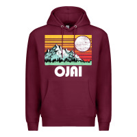 Burgundy ojai california mountains & sun retro 80s graphic Premium Hoodie - linhVisuals