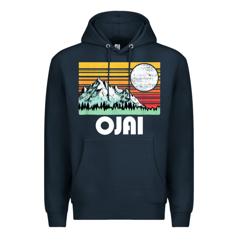 Ojai California Mountains & Sun Retro 80s Graphic Premium Hoodie by linhVisuals | Teevron