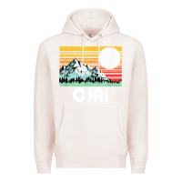 Pale Pink ojai california mountains & sun retro 80s graphic Premium Hoodie - linhVisuals