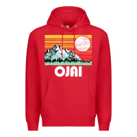 Red ojai california mountains & sun retro 80s graphic Premium Hoodie - linhVisuals